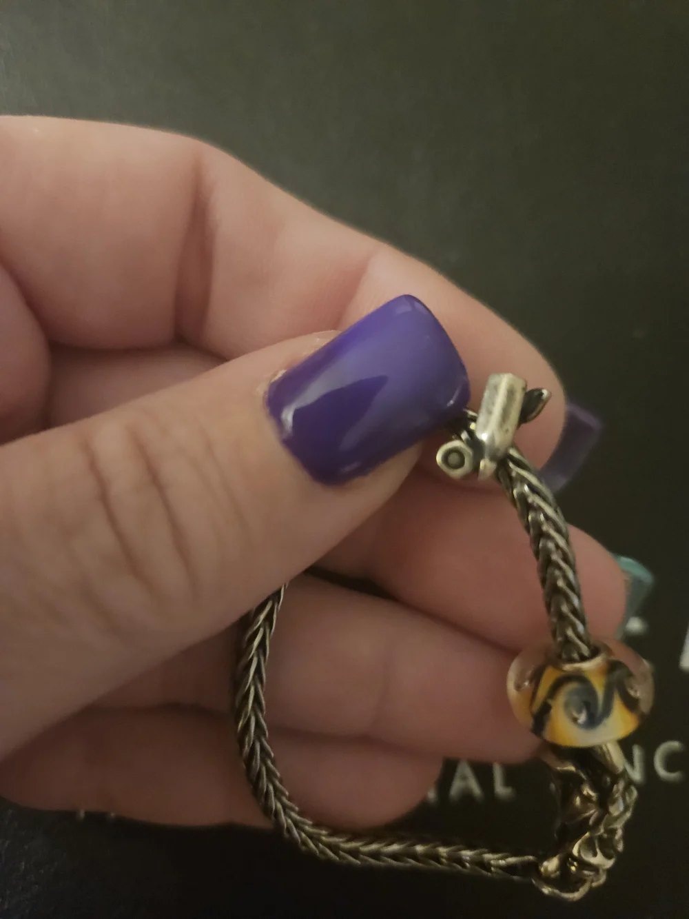 Trollbeads Silver Braided Bracelet with paint themed lock Kids' size 5.5